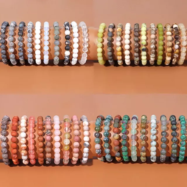 Handmade Natural Matte 8mm Gemstone Frosted Stretch Healing Bracelet Jewelry 7.5
