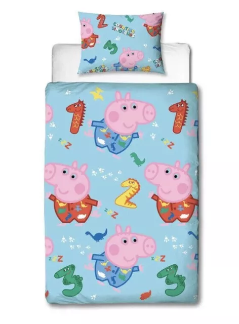 Peppa Pig Counting Single Duvet Cover Bedding Set Reversible Numbers George