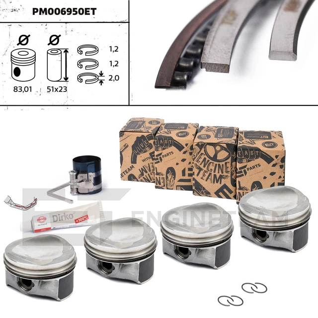 4x Piston Set – 1.8 TFSI TSI – Fits Audi, VW, Skoda, Seat – CDAA CDHA CDHB CDAB – 23mm – 2 Yr Warranty