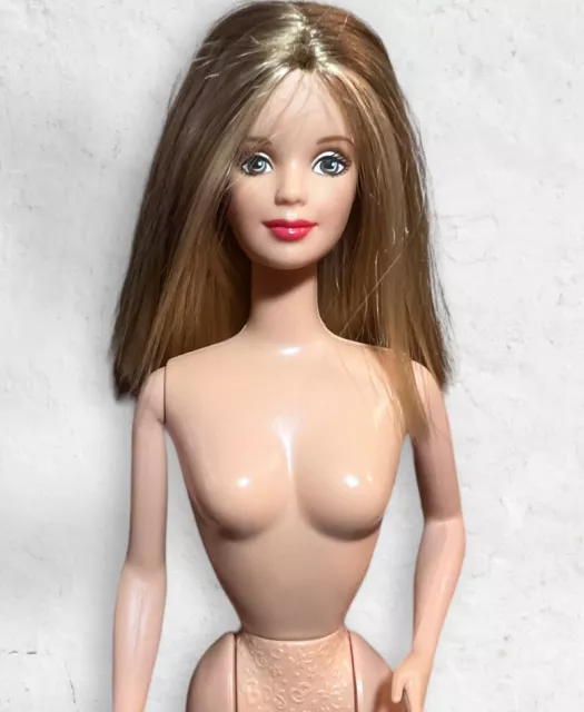 Barbie Mackie Face Blonde Brown Highlights Short Hair Nude Doll Ooak