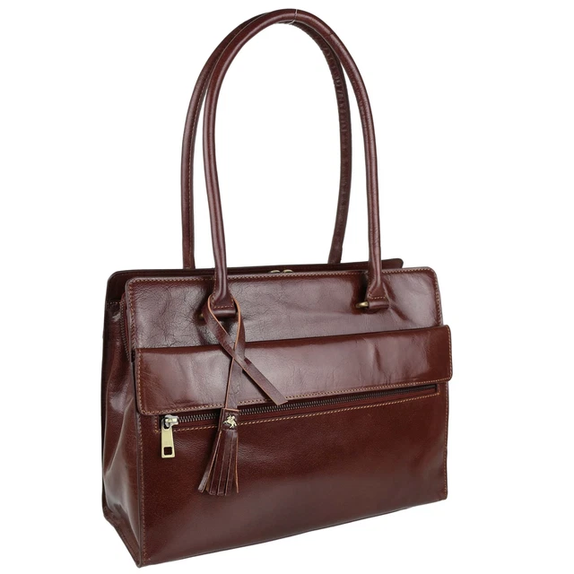 Femmes Italien Vintage Marron Cuir / Travail Sac à Main Par Visconti Fourre-Tout
