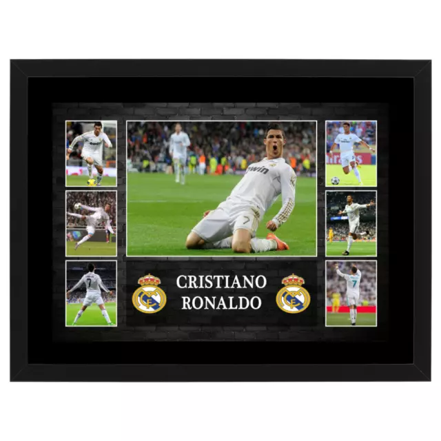 Cristiano Ronaldo Real Madrid Fc Framed Poster Messi Salah Soccer Memorabilia