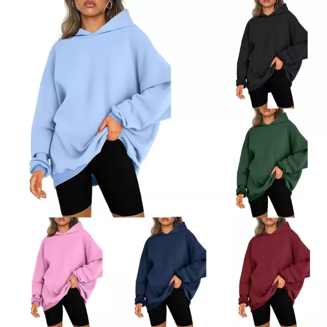 Manga Larga Mujer Sudaderas Tops Mujer Polar Holgado Sudadera con Capucha Su <