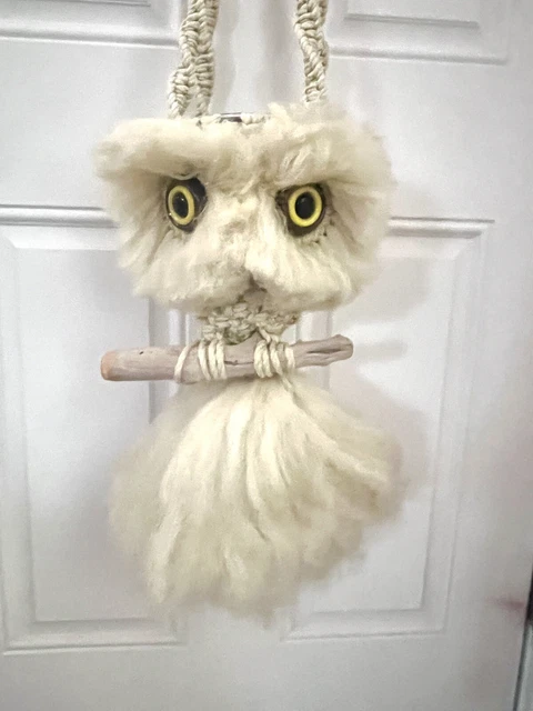 VINTAGE MACRAME OWL PLANT HANGER 74" MCM 70’s Boho Chic