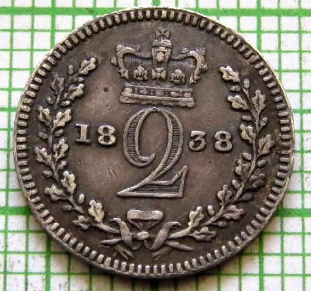 GREAT BRITAIN QUEEN VICTORIA 1838 2 PENCE incl MAUNDY & COLONIAL, SILVER