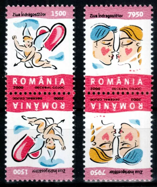 Romania 2000, Mi#5462-5463, Sc#4345-4346, Valentine's Day, tete-beche, MNH!