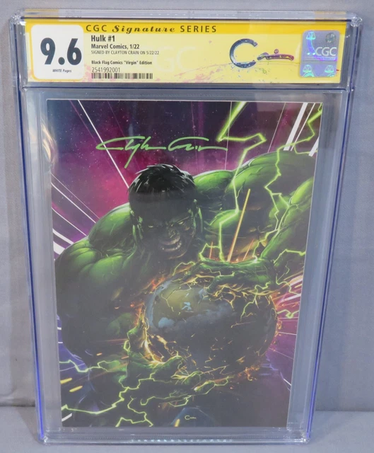 HULK #1 (Signed Clayton Crain Black Flag Comics Virgin Variant) CGC 9.6 NM+ 2022