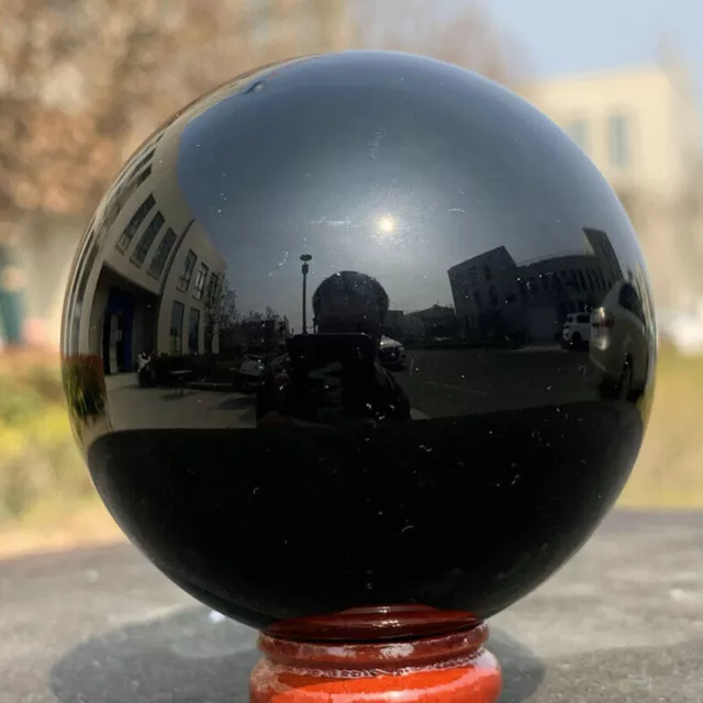 Pierre de guérison boule de cristal boule d'obsidienne noire naturelle de 60 mm