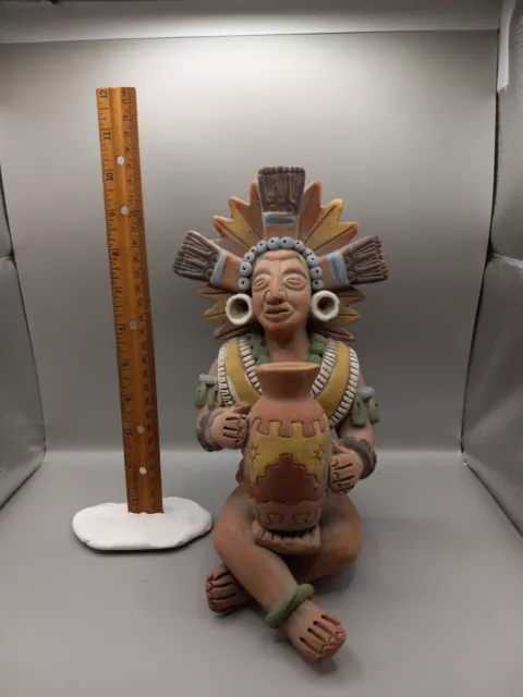 Mayan Clay Statue Mexico Maize God - 10" Aztec Sculpture Inca - GR8