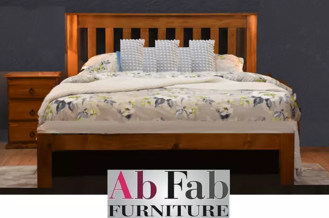 BANKSIA QUEEN TIMBER BED LOW FOOT FRAME IN BLACKWOOD - STRONG 35mm TIMBER SLATS