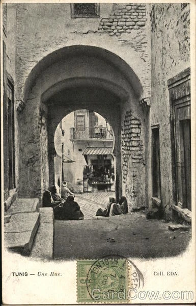Tunisia Tunis Old City Street Postcard Vintage Post Card