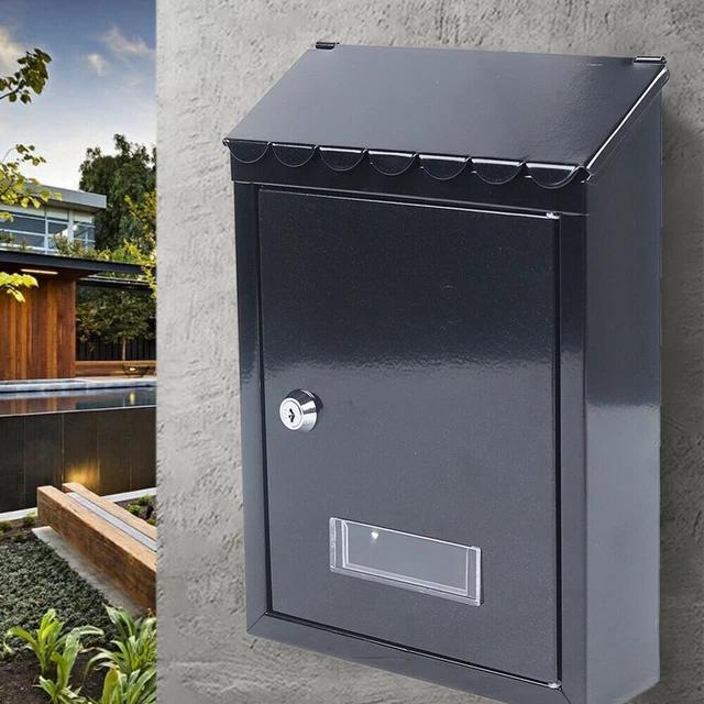 OUTDOOR WALL MOUNTED Mailbox Lockable Metal Mail Letter Post Secure Box