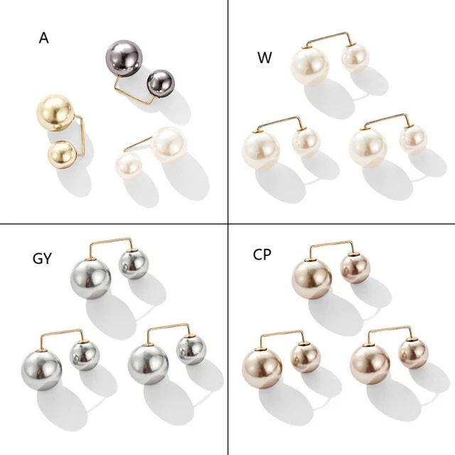 Spille Doppia Perla Spille Abbigliamento Accessori Simulata Maglia Perla Camicia Gioielli