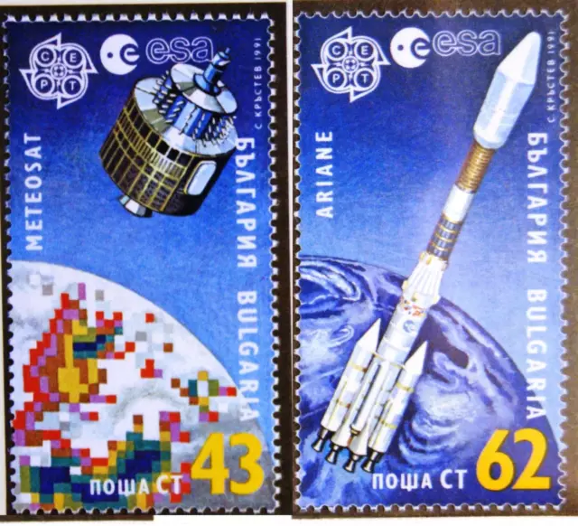 BULGARIA BULGARIEN 1991 3901-02 3612-13 EUROPA Space flights Satellite Raumfahrt