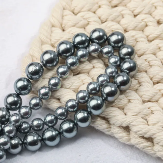 Genuine Tahitian Gray Pearl Soothing Stone Gemstone Beads for Calmness - 8mm