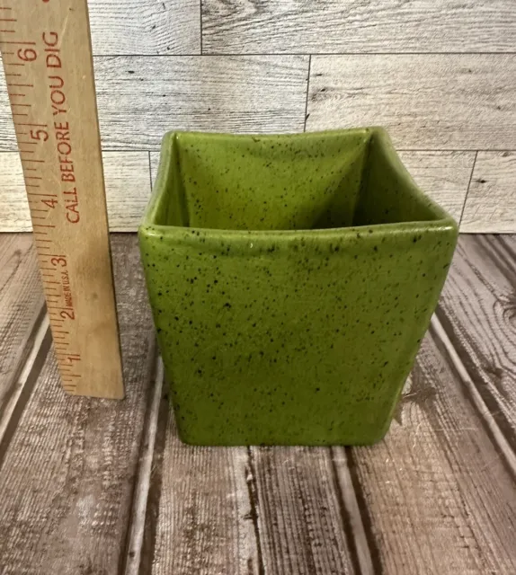 Haeger #3716 Pottery Planter Green Speckled MidCentury Modern Vase VTG