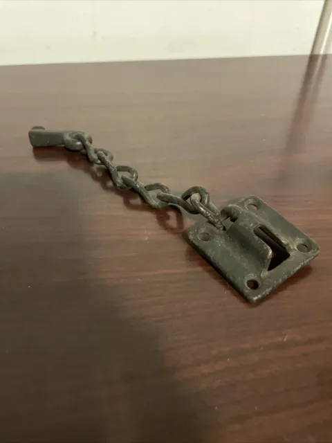 Antique vintage Victorian door slide chain lock latch cast-iron
