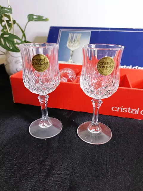 Vintage Cristal d'Arques Longchamp 🇫🇷 Liqueur Or Port Glasses 45ml Set Of 6 2