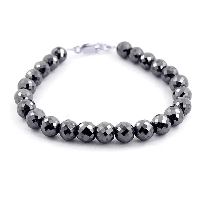 Black Diamond Bracelet 8 mm 8 Inches Carbonado Earth Mined Quality AAA Certified