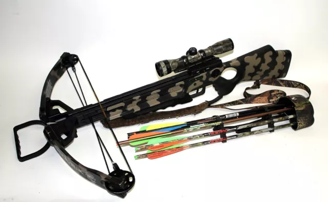 Horton Blackhawk Crossbow w/ DP2 Limbs, Scope, Quiver, Case, 6-Bolts, Broadheads