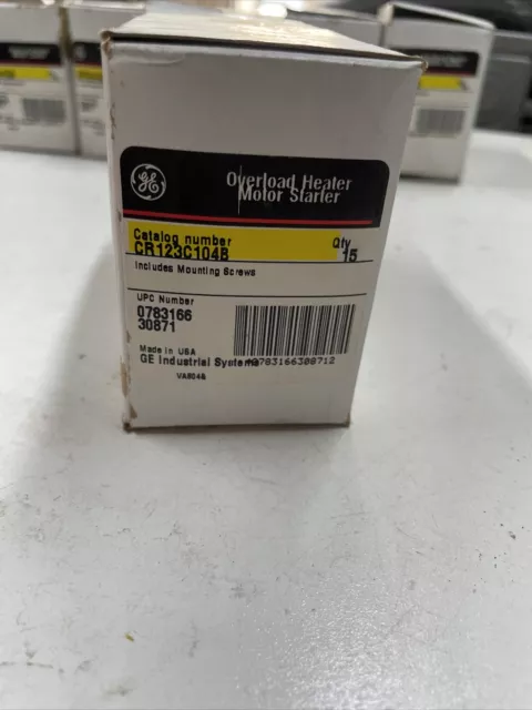 1 Box 15  New Old Stock! General Electric Cr123C104B Overload Heater Element