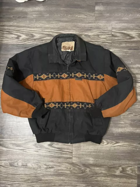 Vintage Cripple Creek Mens Sz M Southwestern Aztec Navajo Full Zip Bomber Jacket