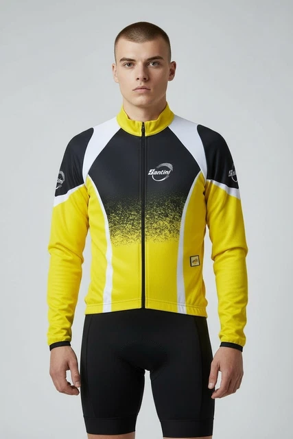 Veste Cycliste Vintage Santini Team Polti Fausto Coppi - Jaune/vert, Taille M