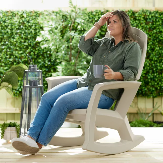 Plastics Rockaway Heavy Duty Resin All-Weather Outdoor Rocking Chair Garden New