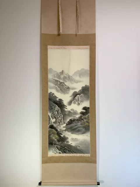 HANGING SCROLL JAPANESE ART Painting kakejiku Vintage Hand Paint PICTURE #989