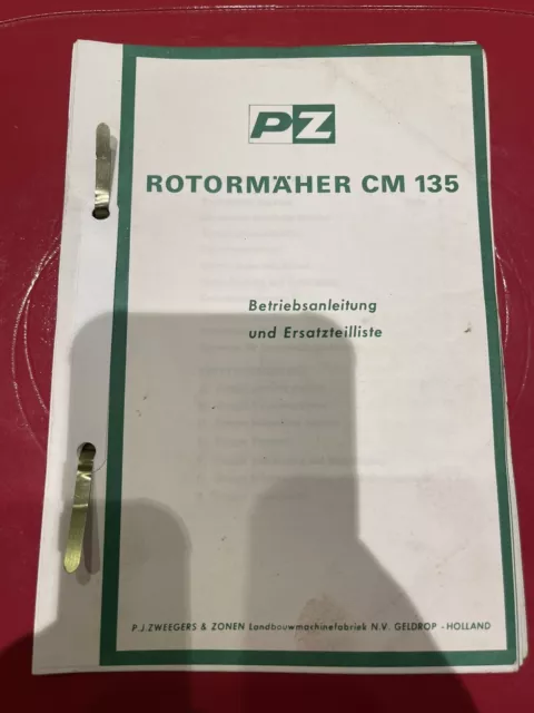 PZ Rotormäher CM 135 Betriebsanleitung Ersatzteilliste Geldrop