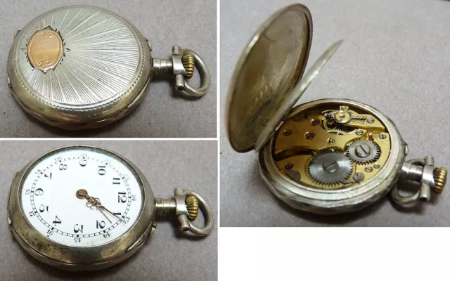 Petite montre à gousset de col en argent massif 19e siècle silver pocket watch