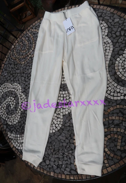 ZARA NEW WOMAN Ss24 Light Ecru Soft Plush Joggers Ref:5039/308 £71.33 -  PicClick UK