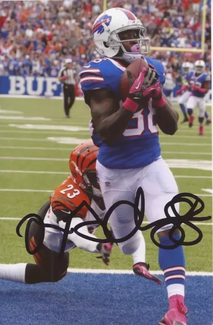 BUFFALO BILLS: MARQUISE GOODWIN SIGNED 6x4 NFL ACTION PHOTO+COA **PROOF**