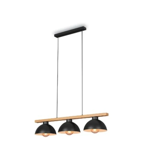 Lampada A Sospensione Briloner Italia 3E27 98Cm Max 40W Legno/Nero