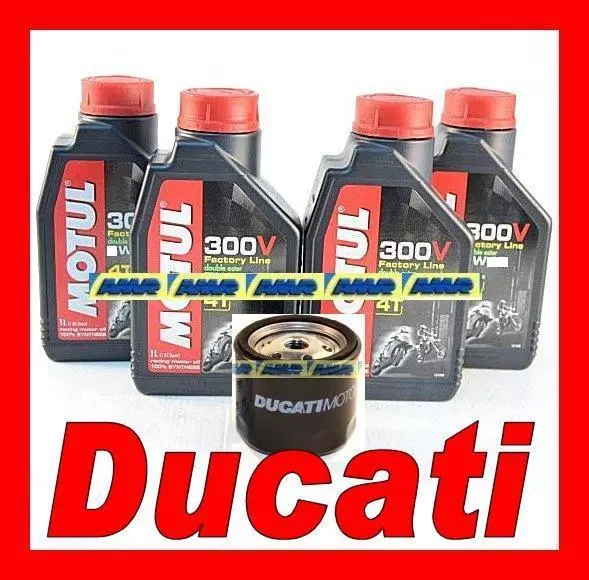 Kit 4 Litri Olio Motul 300V 10/40 + Filtro Olio Ducati Originale  4Lt  10W40