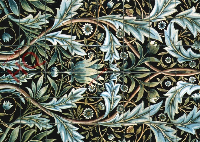 Picture Postcard:-William Morris, Tile Panel of 66 Tiles, Detail