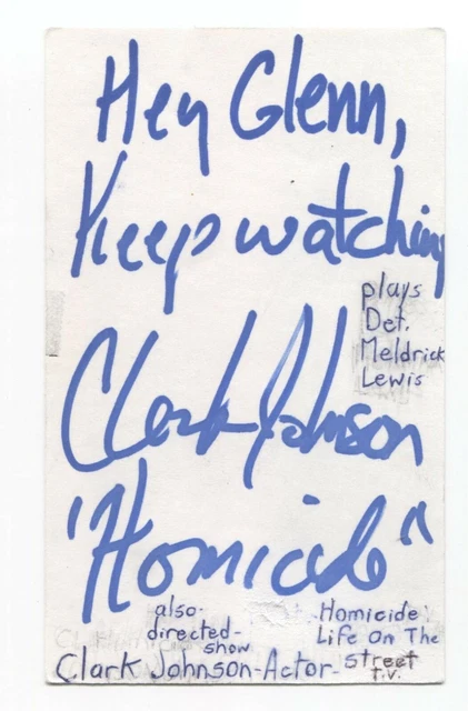 Clark Johnson Signed 3x5 Index Card Autographed Signature Actor