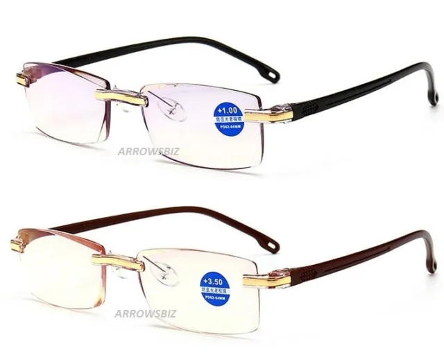 Stylish Rimless Frameless Presbyopia Reading Glasses +1.0 up to +4.0 UK Seller