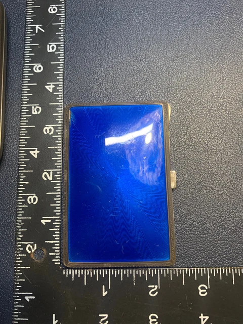 Antique Sterling Silver Cigarette Case . Guilloche Enamel