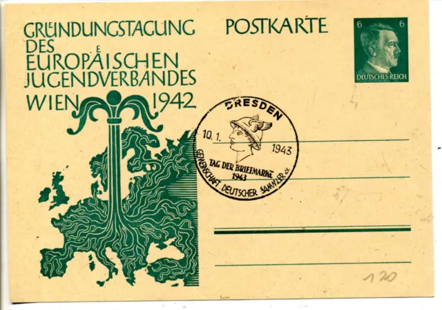 AK--Sonderstempel--Dresden--Bild-Postkarte--1943--Tag der Briefmarke