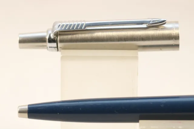 Vintage (1984) Parker Jotter Ballpoint Pen, Very Dark Blue with Chrome Trim