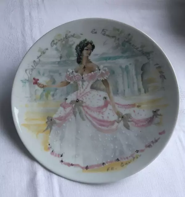 Limoges Porzellan Wandteller Sammelteller Ganeau 1976 Scarlet en Crinoline la Fe