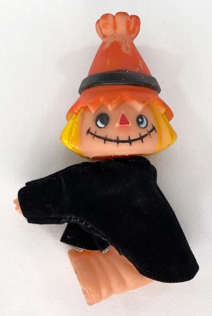 Vintage Halloween Scarecrow Pencil Collar Hugger Lapel Clip On Figure Witch