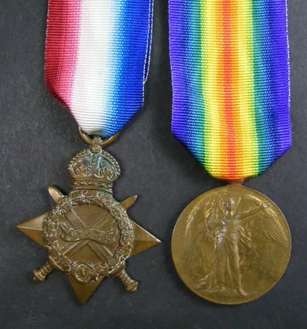 Orig'l Aust Medal Pr: WW1 1914-15 Star + Victory, Johnston 15 Bn AIF Wnd 3 times