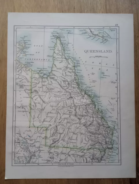 1893W & A.K. Johnston map of Queensland with South Australia on reverse