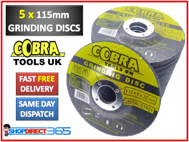 5 x Metal Grinding Discs 115mm x 22.2mm x 6mm Disks Depressed Centre Angle NEW