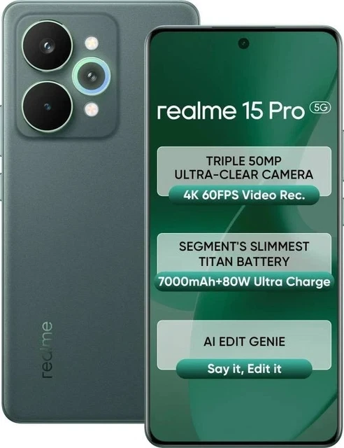 REALME 15 PRO 5G (Green 8Go RAM, 256Go) Snapdragon 7 Gen 4 Global ...