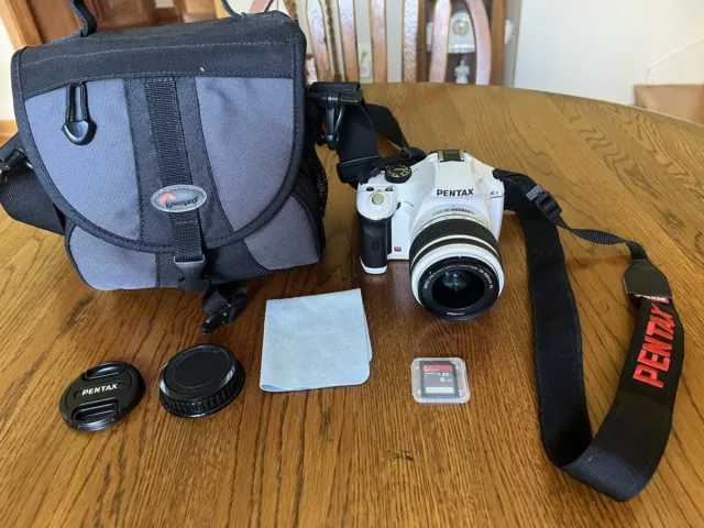 Pentax Kx 12.4 Megapixel DSLR Camera With 18-55mm Lens White With Bag Strap Mint