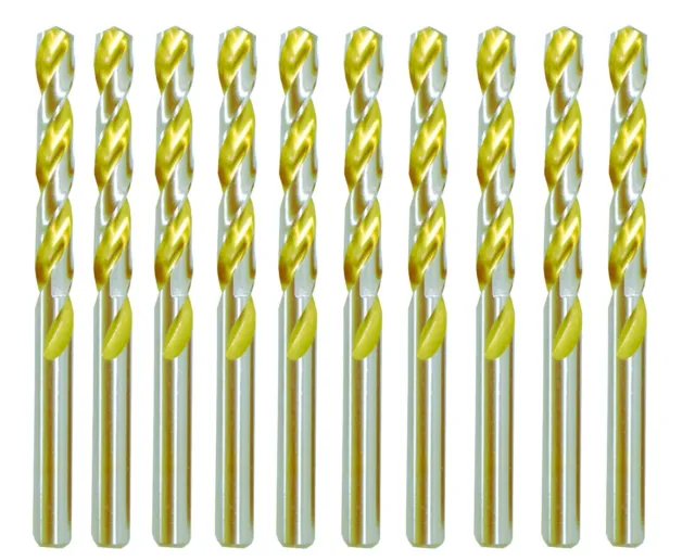 HSS Drill Bit 1/8" Titanium Coated Gold Flute Jobber Twist Metal Drill-10Pcs