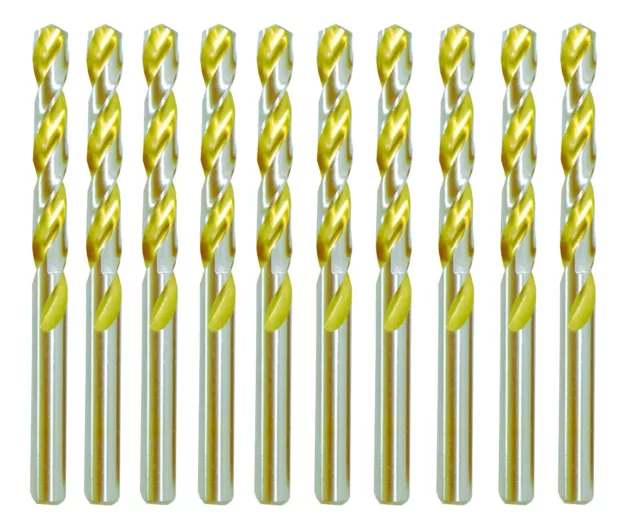 HSS Drill Bit 1/8" Titanium Coated Gold Flute Jobber Twist Metal Drill-10Pcs